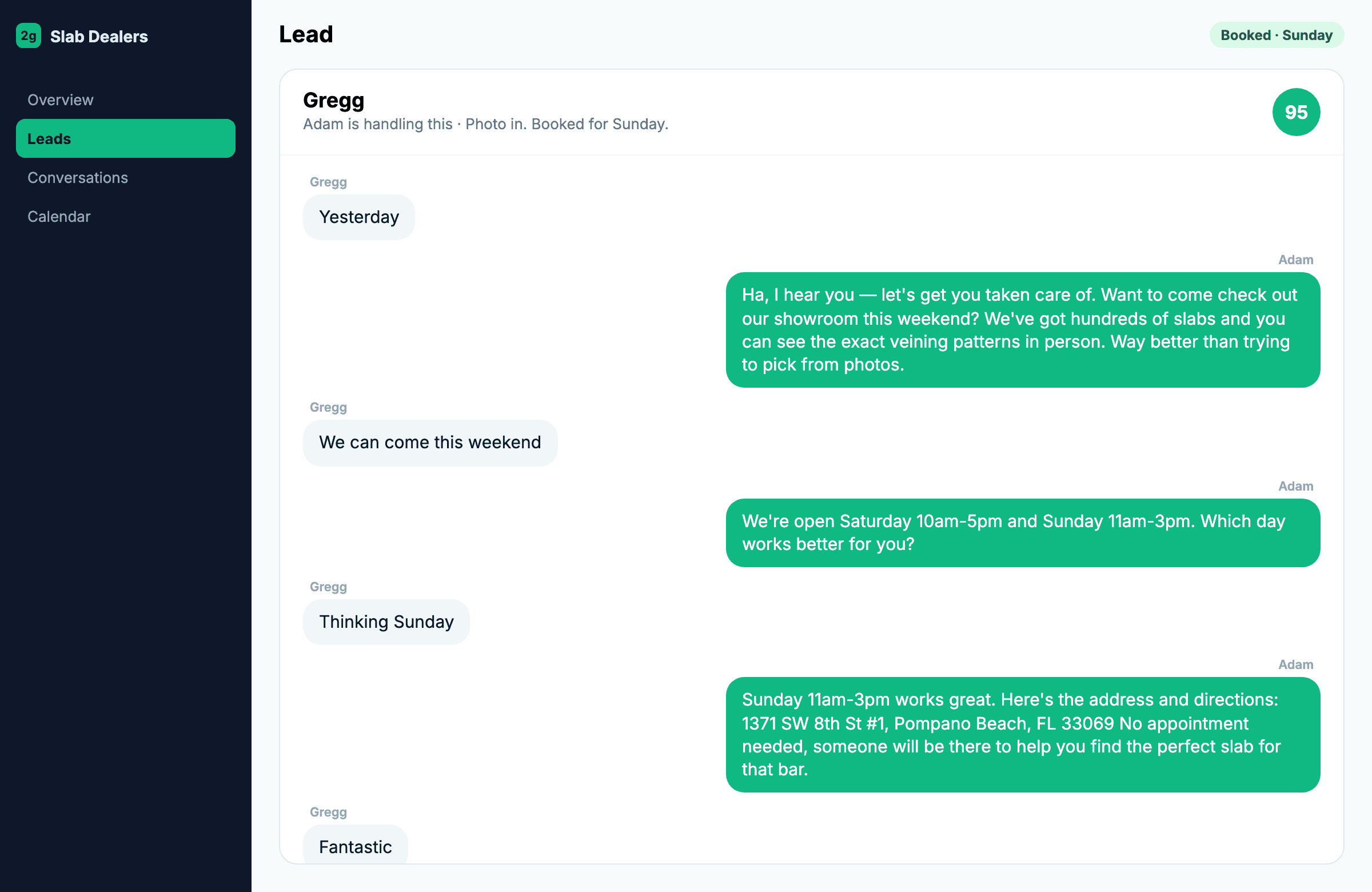 Incoming lead in 2gether AI CRM
